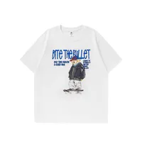 Jiezhan Men's Wear | Skateboard Bear Cartoon Printed T-shirt  Spring/Summer Fun Street Trend Casual Loose Short-sleeved Men sku image 1
