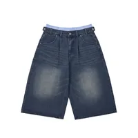 Jie Zhan Men's Wear | Fake Two-piece Seven-point Wash Jeans  Spring/Summer New American Street Casual Shorts Men sku image 8