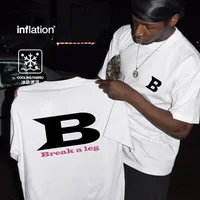 Jie Zhan Men's Wear | Heavy Letter Printed T-shirt  Spring/Summer New Pin Solona Cool Loose Shoulder Short Sleeve Men main image 3
