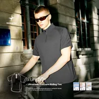 Jie Zhan Men's Wear | Ultrasonic Pressure Glue Riding Zipper T-shirt  Spring/Summer New UPF50 Sports Sunscreen Short Sleeve main image 2
