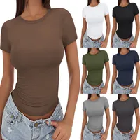 New Women's T-Shirt Slim-Fit Slimming Round Neck Tight Sexy Summer Top Women's Clothing main image 1