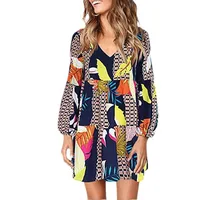 Foreign Trade New Women's Fashion V-neck Long Sleeve Wave Point Ruffled Loose Casual Temperament Dress main image 5