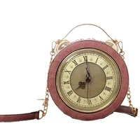 British Small Crowdsourcing Women's  New Vintage Handbag Creative Clock Watch Bag Wonderful Fun Small Round Bag main image 5