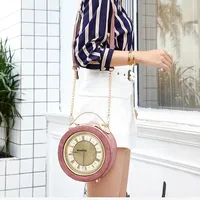 British Small Crowdsourcing Women's  New Vintage Handbag Creative Clock Watch Bag Wonderful Fun Small Round Bag main image 3