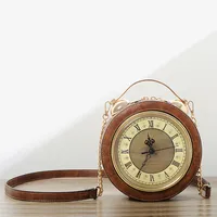 British Small Crowdsourcing Women's  New Vintage Handbag Creative Clock Watch Bag Wonderful Fun Small Round Bag sku image 2