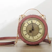 British Small Crowdsourcing Women's  New Vintage Handbag Creative Clock Watch Bag Wonderful Fun Small Round Bag sku image 3