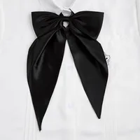 Yellow Oversized Bow Tie Women's Solid Color Bow Jk Uniform Shirt Wine Red College Style Swallowtail Butterfly Dragon Collar main image 3