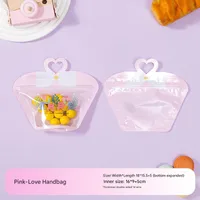 Universal Cute Cartoon Handheld Bear Ziplap Bag Transparent Ins Candy Snack Cookie Toy Gift Storage Bag sku image 2