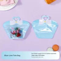 Universal Cute Cartoon Handheld Bear Ziplap Bag Transparent Ins Candy Snack Cookie Toy Gift Storage Bag sku image 3