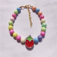 Factory Direct Supply Cool Colorful Beads Cat Collar Flower Strawberry Kitten Puppy Necklace Pet Item Scarf Decoration main image 3