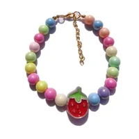 Factory Direct Supply Cool Colorful Beads Cat Collar Flower Strawberry Kitten Puppy Necklace Pet Item Scarf Decoration main image 5