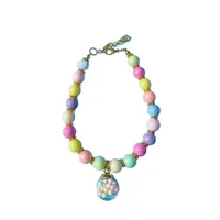 Color Pet Pearl Collar Golden Beads Handmade Dog Cat Collar Glass Ball Pendant 2 Styles main image 5