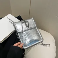 Women's Pu Leather Cross Crocodile Streetwear Square Magnetic Buckle Shoulder Bag sku image 2