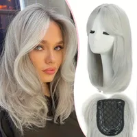 Women's Elegant Cute Sexy Brown Grey Black Holiday Prom Party Chemical Fiber High Temperature Wire Centre Parting Long Curly Hair Wigs sku image 2
