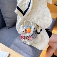 Fashion Children's Bag Cute Flower Baby Girl Coin Purse Cotton Linen Cartoon Bunny Children's Crossbody Bag main image 3