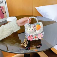 Fashion Children's Bag Cute Flower Baby Girl Coin Purse Cotton Linen Cartoon Bunny Children's Crossbody Bag main image 4
