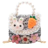 Fashion Children's Bag Cute Flower Baby Girl Coin Purse Cotton Linen Cartoon Bunny Children's Crossbody Bag main image 5