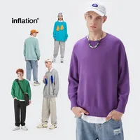 INF Men's Wear | 32 Core-spun Yarn Dopamine Crewneck Sweater  Fall/Winter Solid Color Loose Knitted Sweater main image 1