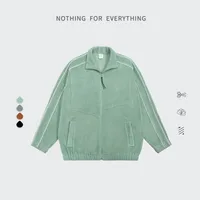INF Men's Wear | 330g Weight Fleece Reflective Edge Tide Brand Street Loose Solid Color Jacket Jacket sku image 1