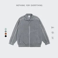 INF Men's Wear | 330g Weight Fleece Reflective Edge Tide Brand Street Loose Solid Color Jacket Jacket sku image 7