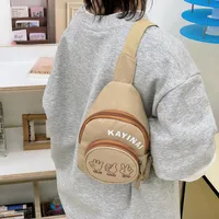 Fashion Girl's Simple Crossbody Bag New Letters Canvas Coin Purse Women's Trendy Cool Boy's Out-of-town Children's Chest Bag main image 2