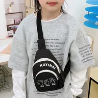 Fashion Girl's Simple Crossbody Bag New Letters Canvas Coin Purse Women's Trendy Cool Boy's Out-of-town Children's Chest Bag main image 3