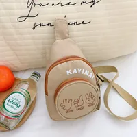 Fashion Girl's Simple Crossbody Bag New Letters Canvas Coin Purse Women's Trendy Cool Boy's Out-of-town Children's Chest Bag sku image 4
