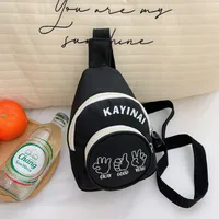 Fashion Girl's Simple Crossbody Bag New Letters Canvas Coin Purse Women's Trendy Cool Boy's Out-of-town Children's Chest Bag sku image 5