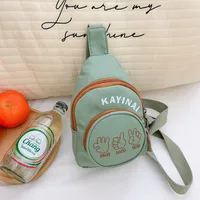 Fashion Girl's Simple Crossbody Bag New Letters Canvas Coin Purse Women's Trendy Cool Boy's Out-of-town Children's Chest Bag sku image 6