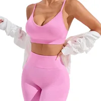Elegant Lady Solid Color Nylon Spandex Strap Tracksuit Vest Leggings main image 1