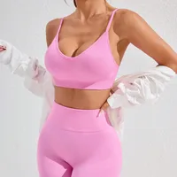 Elegant Lady Solid Color Nylon Spandex Strap Tracksuit Vest Leggings sku image 2