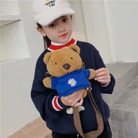 Wholesale New Children's Plush Bag Cartoon Bear Shoulder Messenger Bag Plush Doll Toy Change Accessories Bag main image 3