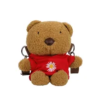 Wholesale New Children's Plush Bag Cartoon Bear Shoulder Messenger Bag Plush Doll Toy Change Accessories Bag sku image 1
