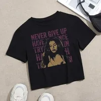 Women's T-shirt Short Sleeve T-Shirts Casual Basic Human Face Letter sku image 4