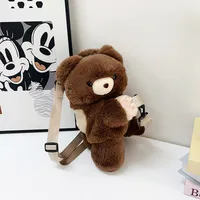 New Cute Stuffed Backpack Cartoon Doll Panda Doll One-Shoulder Messenger Bag Claw Machine Gift sku image 4
