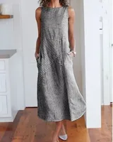 Foreign Trade Wish Striped Round Neck Sleeveless Large Size Slim-fit Dress main image 3