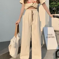 New Girls Casual Pants Corduroy Double Drawstring Smiley Wide Leg Pants Explosive Women's Straight Loose High Waist Pants main image 3