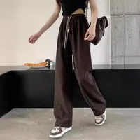 New Girls Casual Pants Corduroy Double Drawstring Smiley Wide Leg Pants Explosive Women's Straight Loose High Waist Pants main image 4