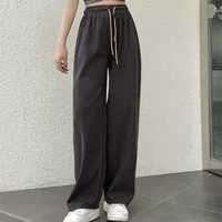 New Girls Casual Pants Corduroy Double Drawstring Smiley Wide Leg Pants Explosive Women's Straight Loose High Waist Pants sku image 5