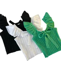 Southeast Asia Knitted Camisole Women's Summer Ear Sleeveless Candy Outer Bow Short Top main image 5
