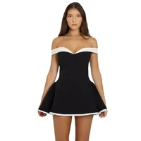 Wholesale  Women's Clothing  Spring New Contrast Color Design Sexy Tube Bra Slim Flounced Dress main image 5