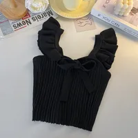 Southeast Asia Knitted Camisole Women's Summer Ear Sleeveless Candy Outer Bow Short Top sku image 1