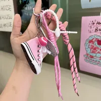 Creative DIY Pink Fabric Bow Miu Keychain Cute Exquisite School Bag Small Pendant Mobile Phone Pendant sku image 2