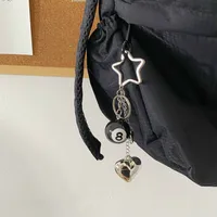 Two-in-one  Hot Selling Billiards Black Eight Trend Silver Love Metal Key Chain Bag Pendant Girlfriends main image 2