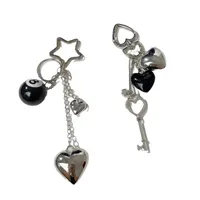 Two-in-one  Hot Selling Billiards Black Eight Trend Silver Love Metal Key Chain Bag Pendant Girlfriends main image 6