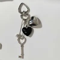 Two-in-one  Hot Selling Billiards Black Eight Trend Silver Love Metal Key Chain Bag Pendant Girlfriends sku image 1
