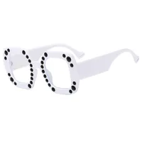 New Diamond-embedded Plain Glasses  Large Frame Color Fashion Personalized Women's Anti-blue Light Glasses 4353p sku image 3