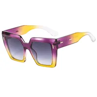 Retro Large Frame Color Matching Sunglasses M6146 Men And Women Face Repair Online Celebrity Sunglasses  Fashion Sunglasses sku image 2