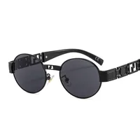 50629 Metal Punk Craft Sunglasses Oval Frame All-Match Street Photographing Instagram Style Trendy Rock Sunglasses For Men And Women sku image 1