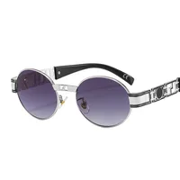 50629 Metal Punk Craft Sunglasses Oval Frame All-Match Street Photographing Instagram Style Trendy Rock Sunglasses For Men And Women sku image 3